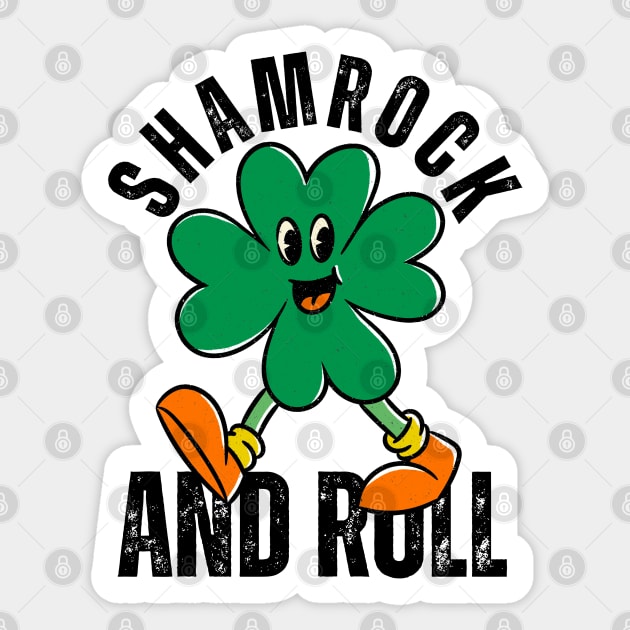 Shamrock And Roll St Patricks Day Reto Sticker by Illustradise